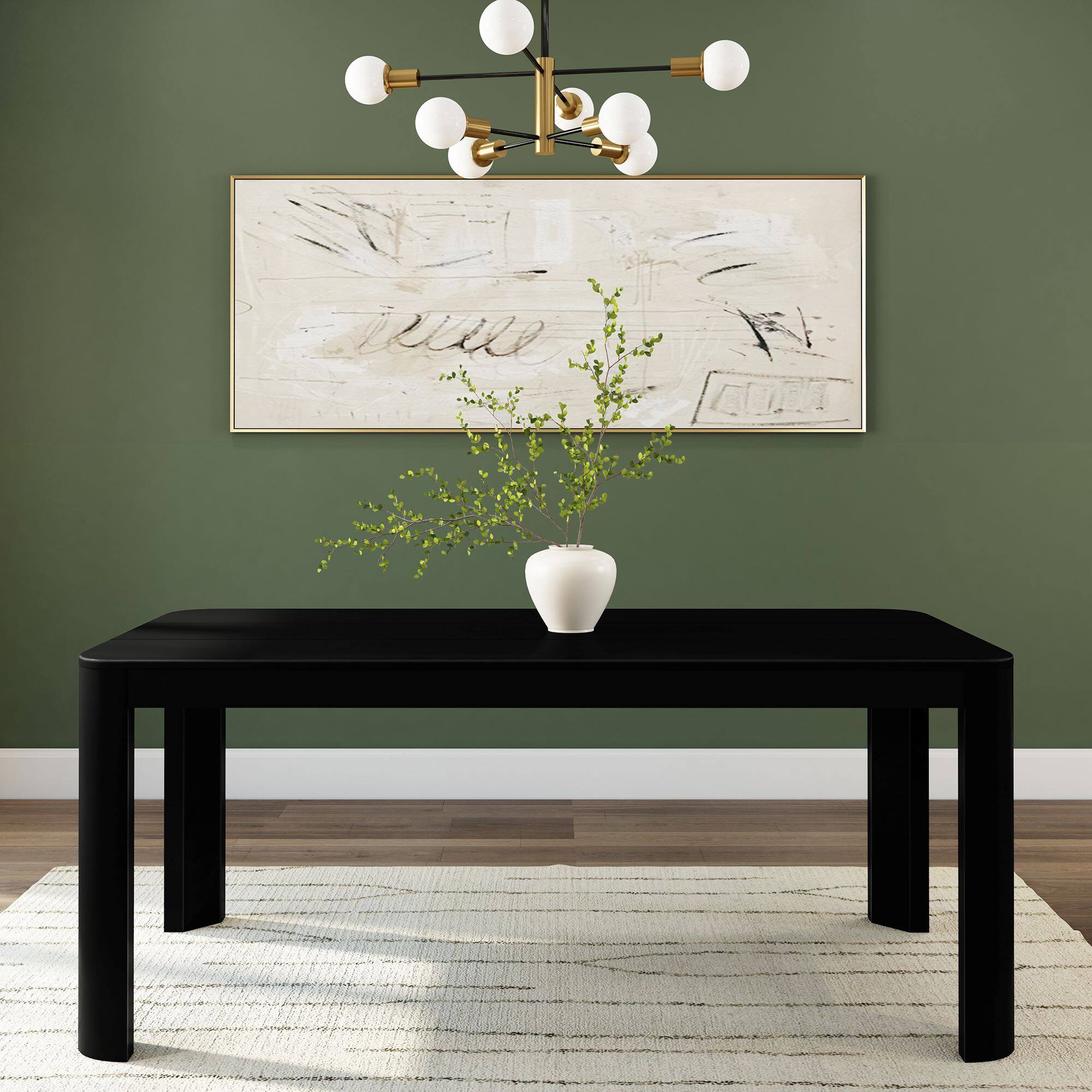 Alt View 1. Plank+Beam - Contour Dining Table (72in / 1830mm), Black - Black.