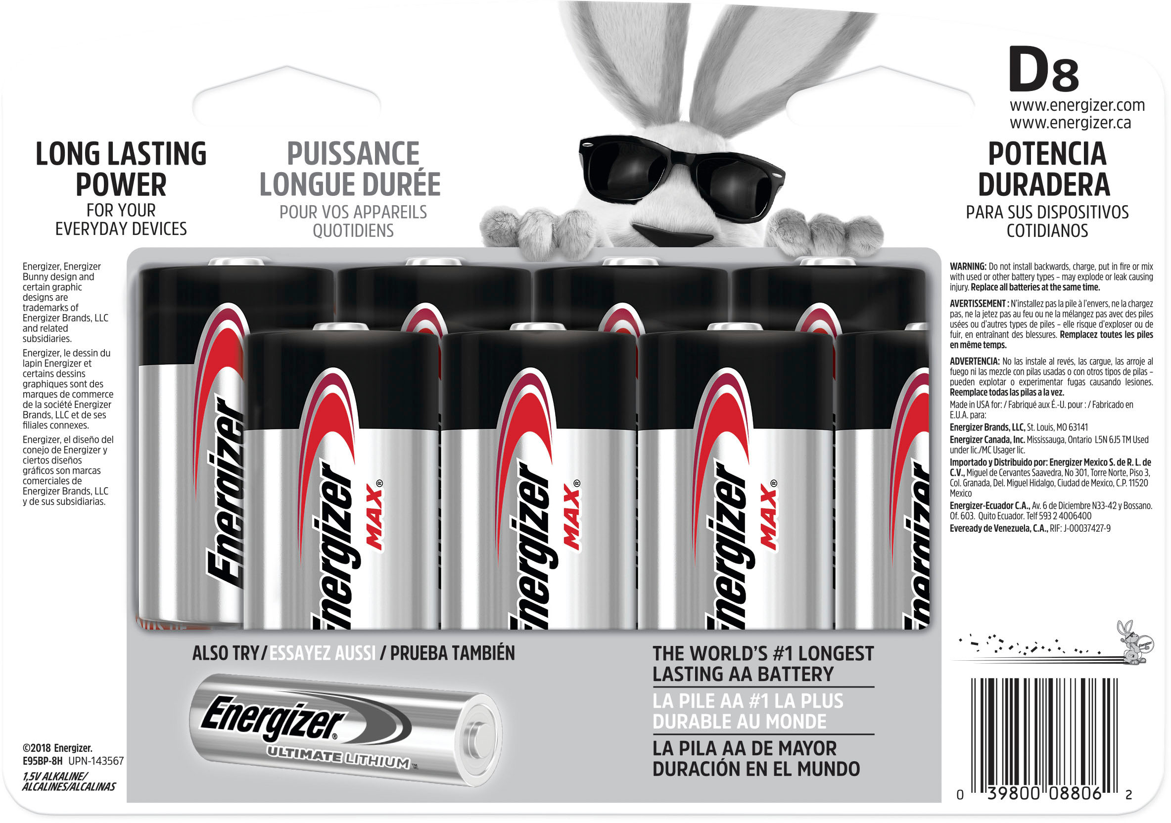 Energizer Max Alkaline Battery Size D, Bateri Size D