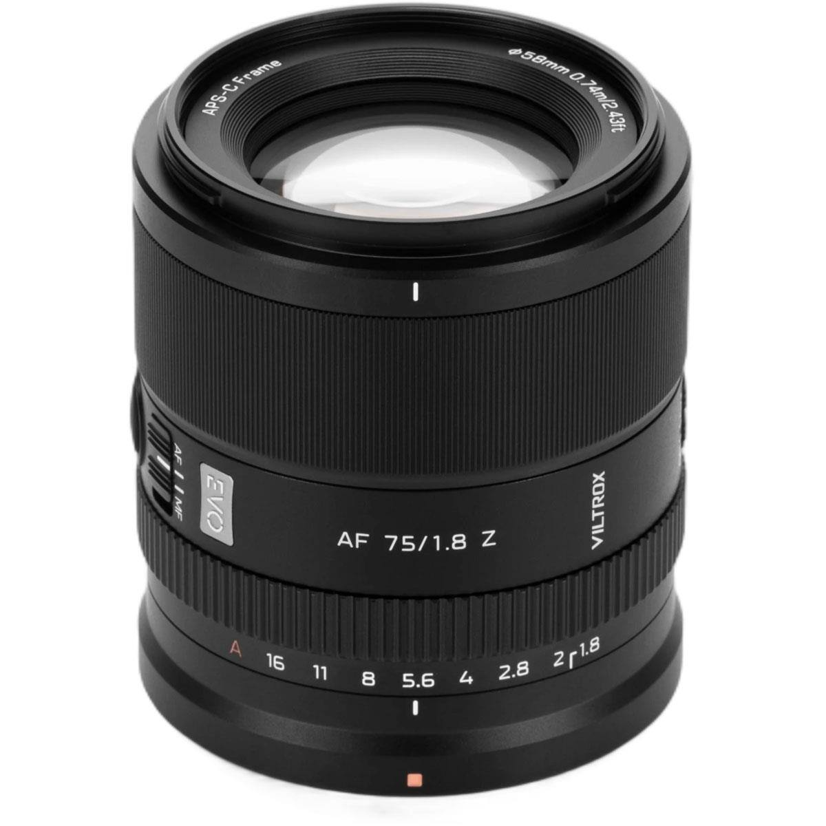 Frame APS-C  
58mm  
AF AF LIME MF  
EVO A  
16  
AF 75/1.8 Z VILTROX  
11 8 5.6 4 2.8 2 1.8