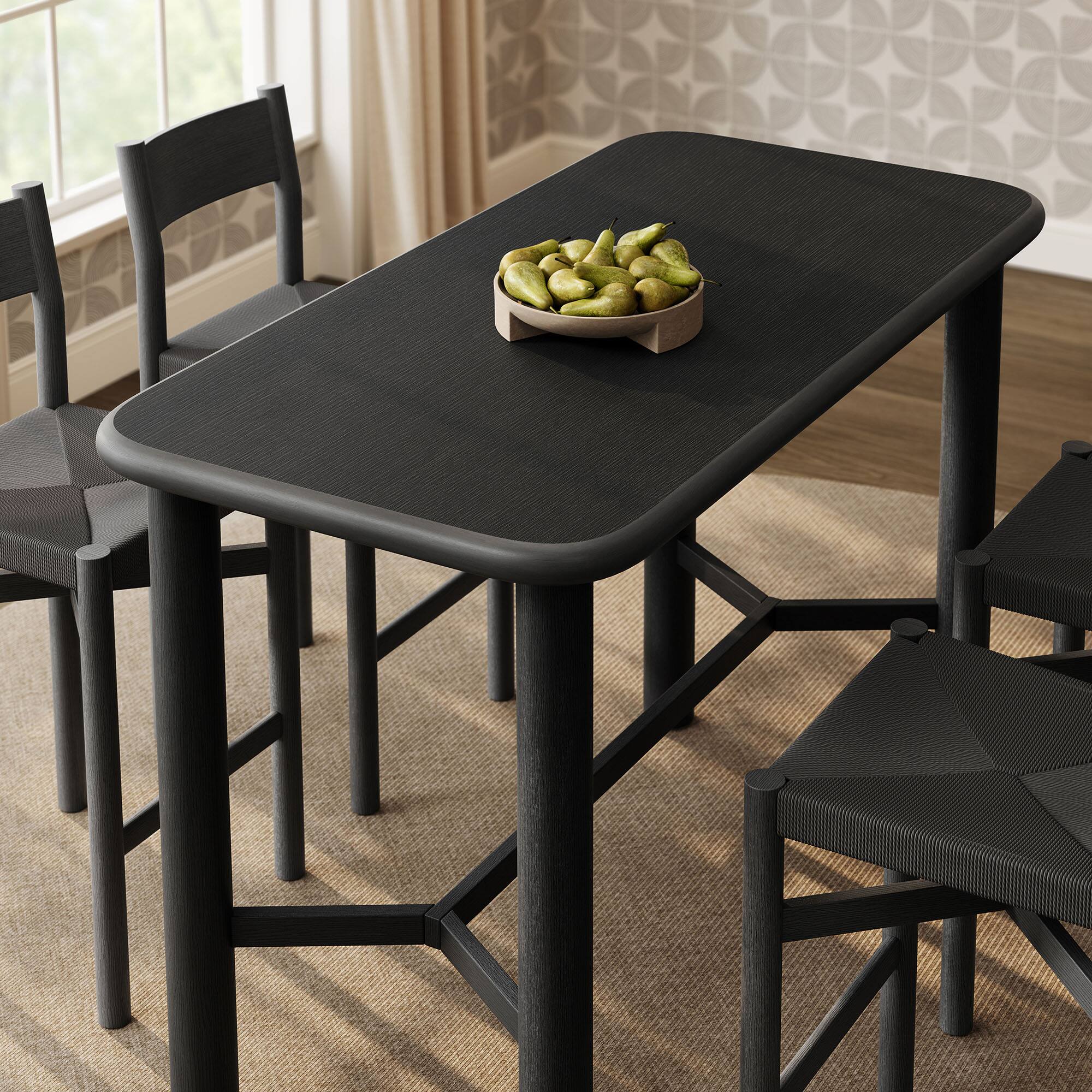 Alt View 4. Modway - Alvia 5-Piece Rectangular Wood Bar Table With Bar Stools Set by Modway - Black.