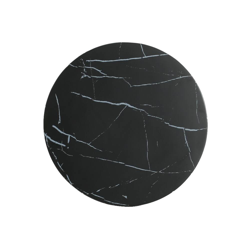 Back. Loheer - Loheer Outdoor Lightweight Concrete Black Marble Effect Side Table, MgO End Table for Patio Living Room - Black.
