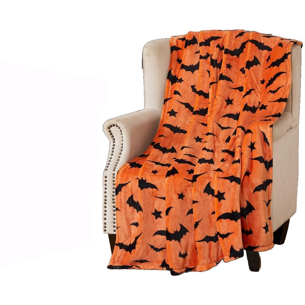 RT Designers Collection - RT Designer's Collection Halloween Printed Flannel Throw Blanket 50" x 70" - Orange