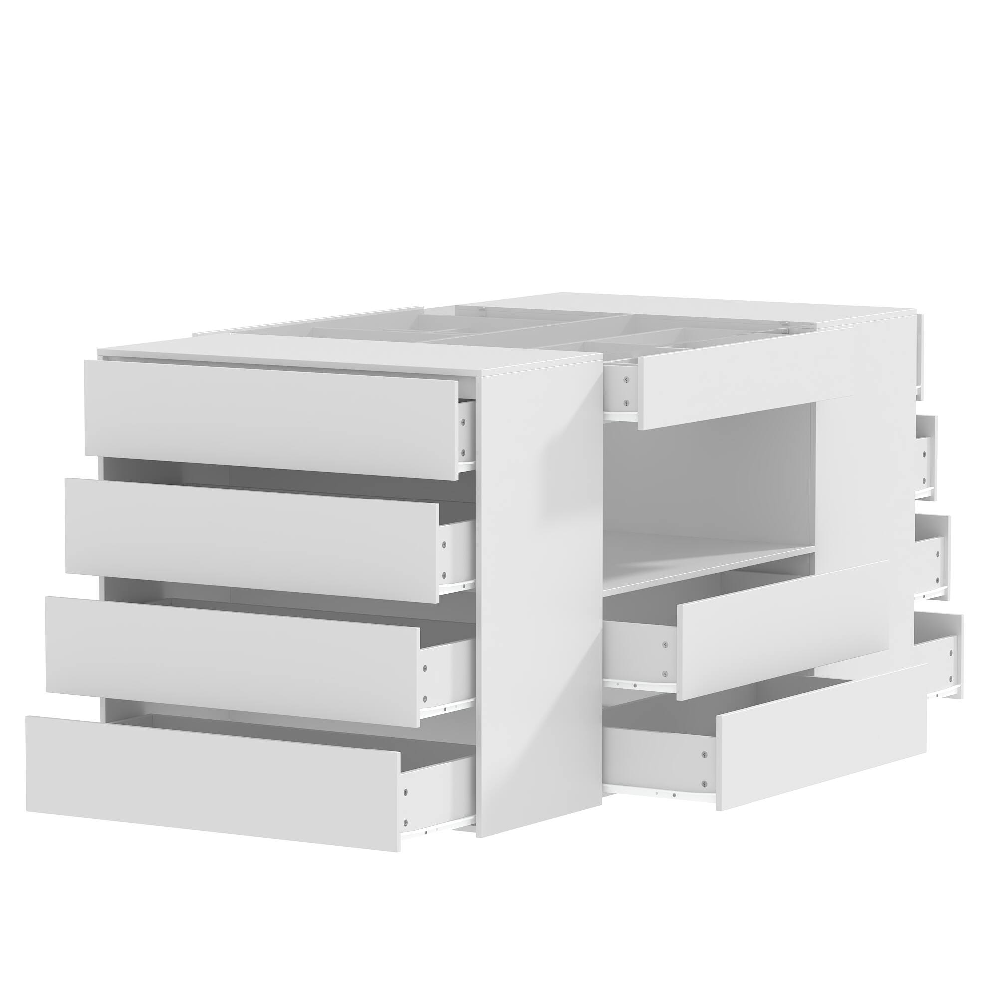 Angle. Famapy - Famapy Multifunctional Closet Island Dresser with Glass Top & Organized Drawers - White.