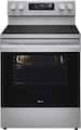 LG - 30-in Wide 6.3 Cu. Ft. Freestanding Electric True Convection Smart Range with 5 Elements, Air Fry and UltraHeat Element - Stainless Steel