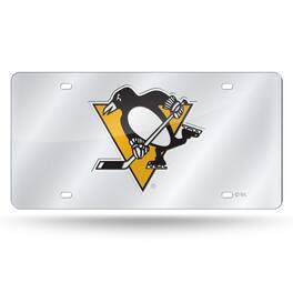 Rico Industries - Pittsburgh Penguins NHL Mirrored Laser Cut License Plate Auto Tag - Multi