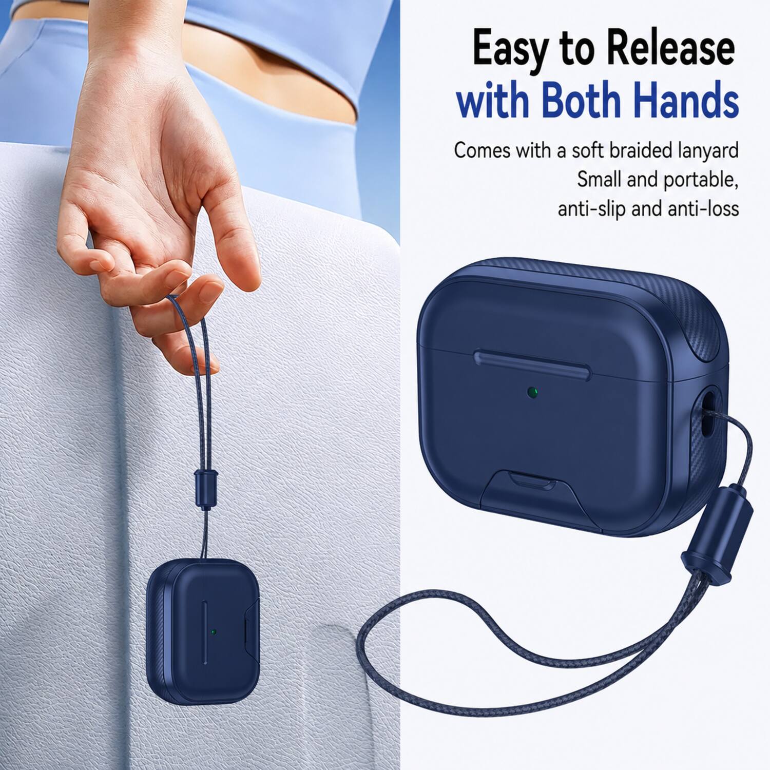 Easy to Release with Both Hands  
Comes with a soft braided lanyard  
Small and portable, anti-slip and anti-loss