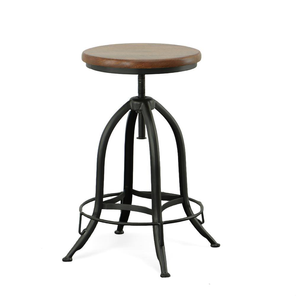Angle. Carolina Chair & Table - Ryder Adjustable Barstool - Chestnut Seat - Black Base - Chestnut, Black.