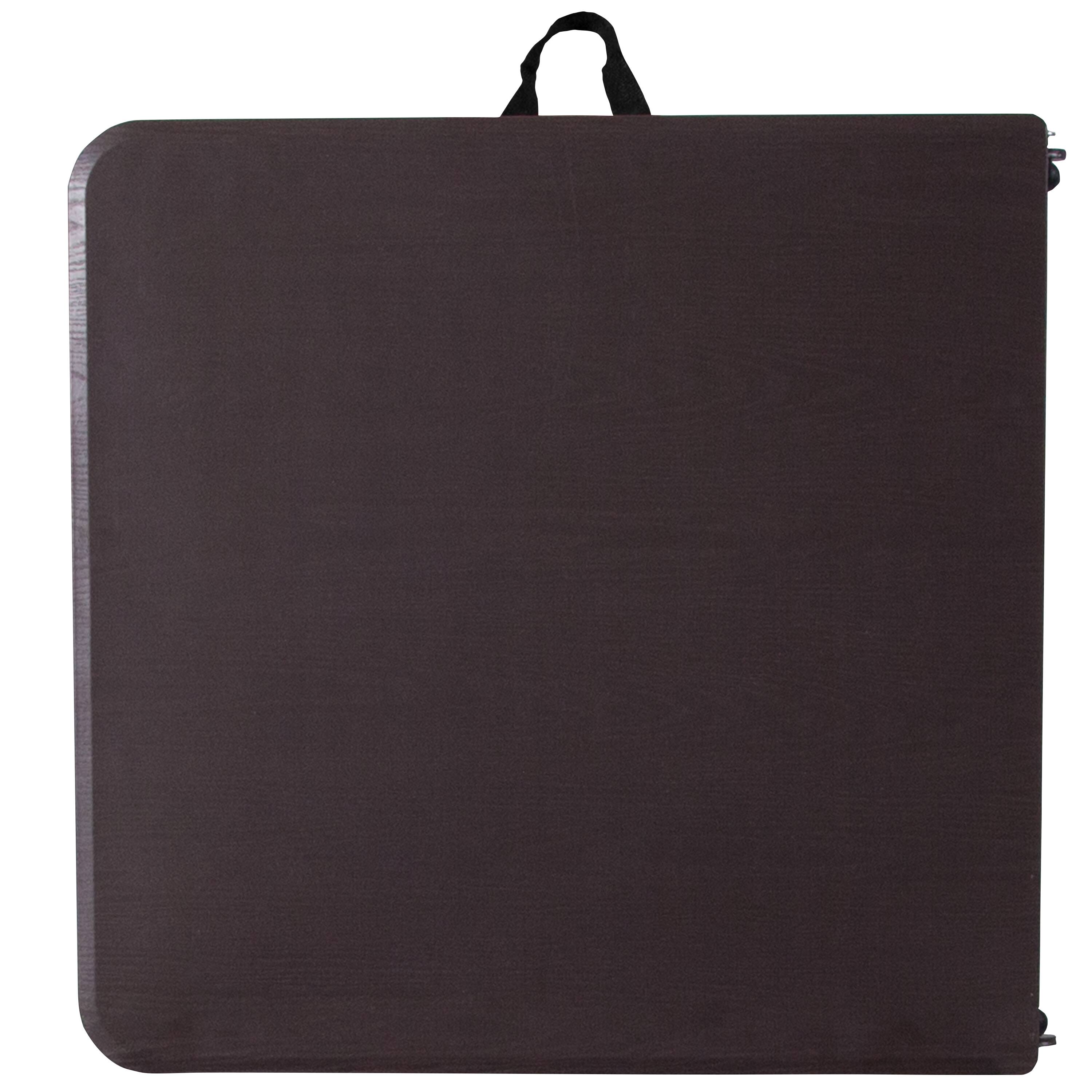 Alt View 7. Emma + Oliver - 4-Foot Height Adjustable Bi-Fold Dark Gray Plastic Folding Table with Handle - Brown.
