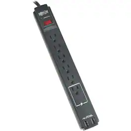 Eaton Tripp Lite Series Protect It! 6-Outlet Surge Protector, 6 ft. (1.83 m) Cord, 990 Joules, 2 x USB Charging ports - Black