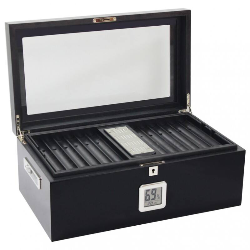Alt View 2. Prestige - THE Raven Cigar Humidors - Full Black Lacquer Finish .