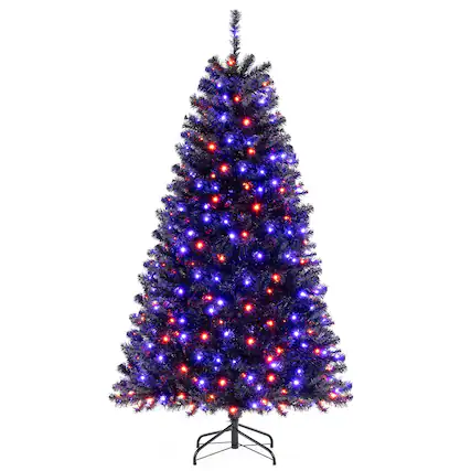 Front. Gymax - Gymax 6 Halloween Tree Artificial Decoration Tree w/758 Branch Tips 6 Lighting Modes - Black.