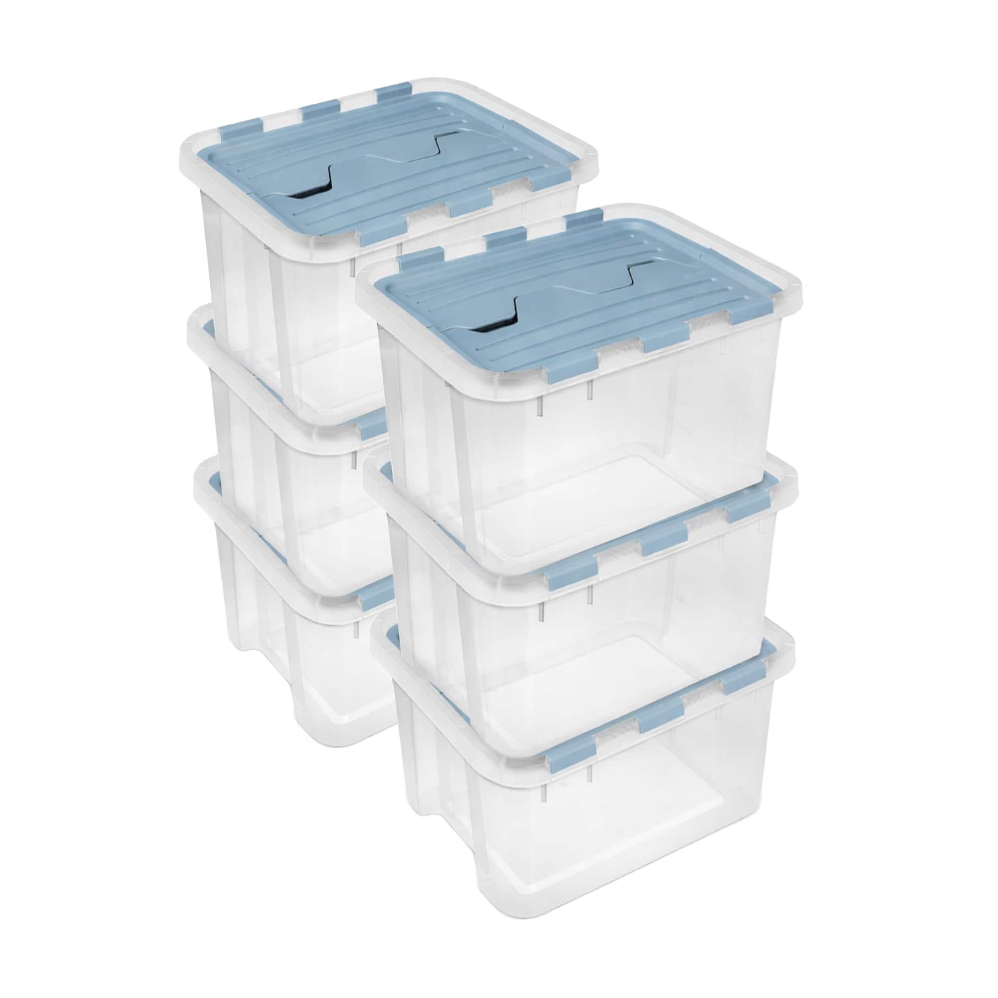 Sterilite - 60 Qt Hinged Lid Storage Box, Plastic Container, Washed Blue, 6 Pack price history on PriceWatchPro