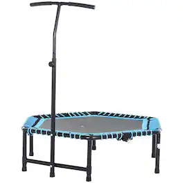 Resenkos - 4.5-Foot Foldable Exercise Trampoline with Adjustable T-Bar for Fitness - /Black - Blue