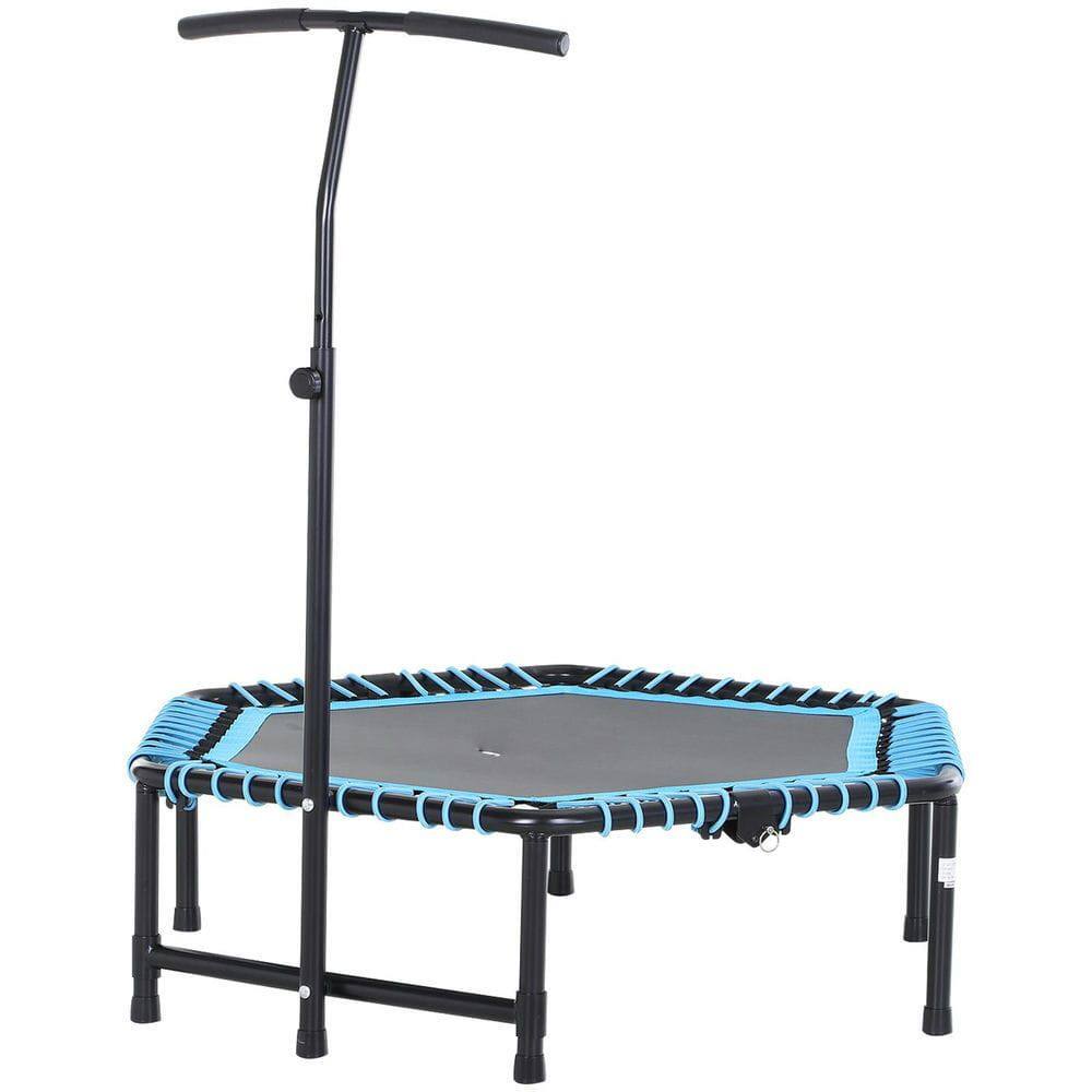 Resenkos - 4.5-Foot Foldable Exercise Trampoline with Adjustable T-Bar for Fitness - /Black - Blue