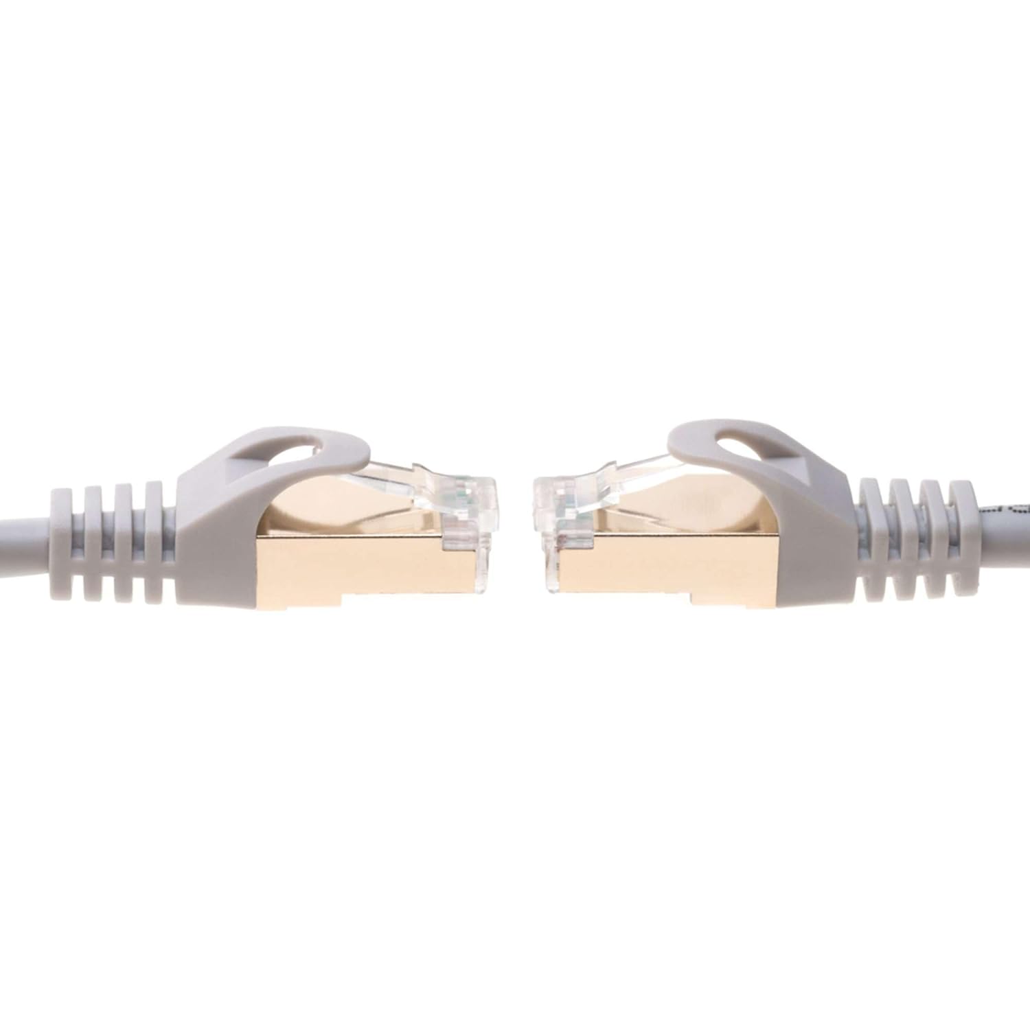 Left. Cables Direct Online - Cat7 S/FTP Copper Ethernet Cable 10Gbps 600MHz Shielded RJ45 LAN Patch Cord for Gaming, Streaming & Networking, 50ft - Gray.