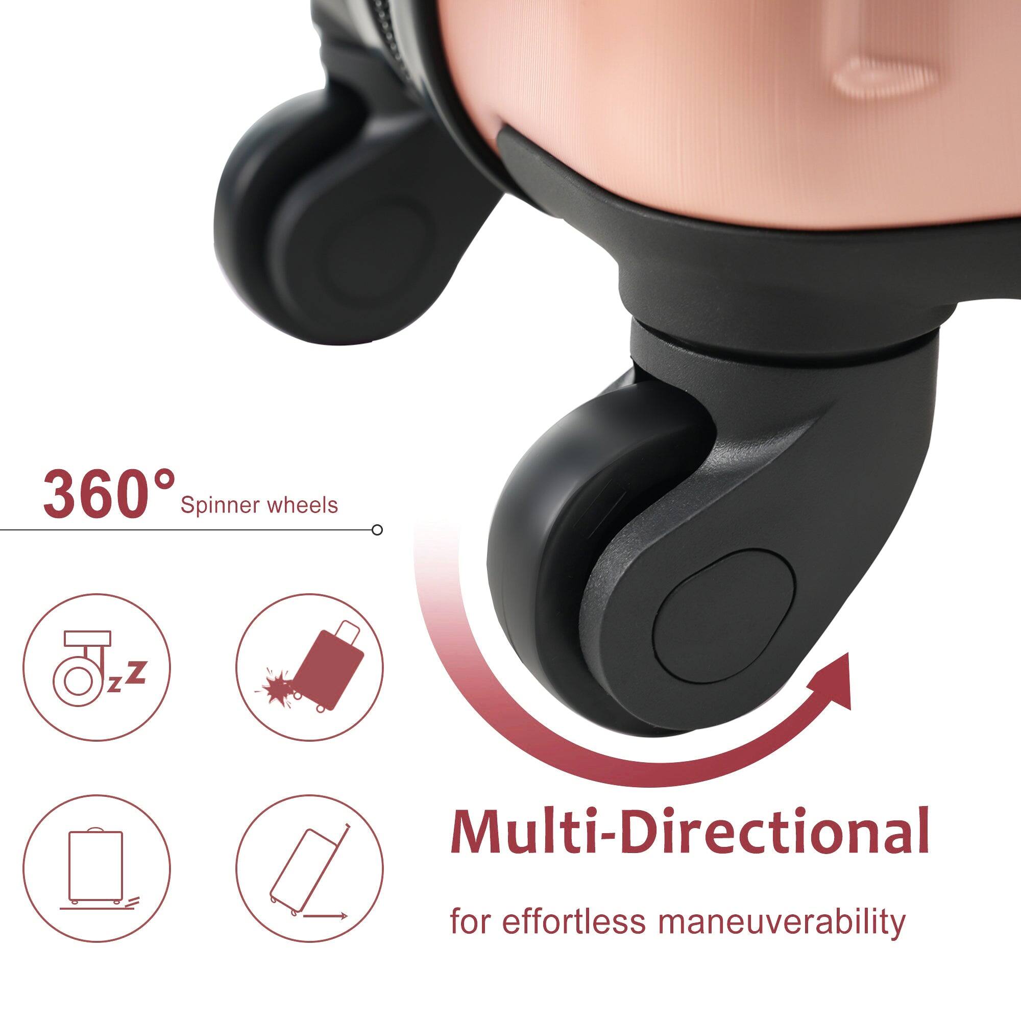 360° Spinner wheels

Multi-Directional for effortless maneuverability