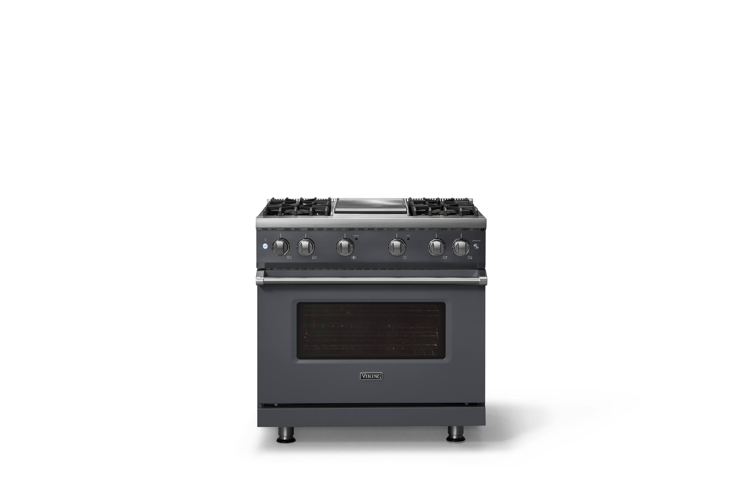Alt View 1. Viking - Pro 5 Series 5.1 Cu. Ft. Freestanding Sealed 4 Burner Gas Convection Range w. Griddle - Cast Black - Cast Black.