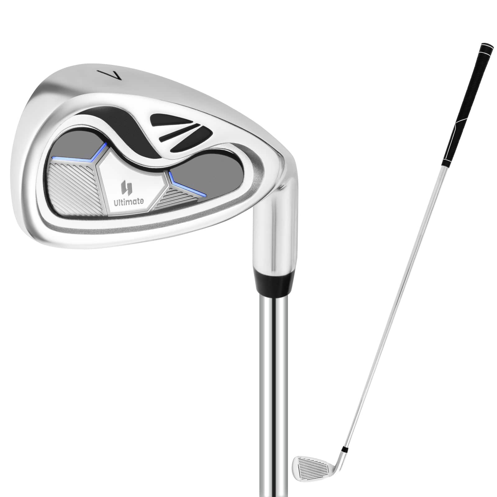 Gymax - #7 Iron Single Golf Club for Men w/ Steel Shaft for Right Handed Golfers - Black/Silver