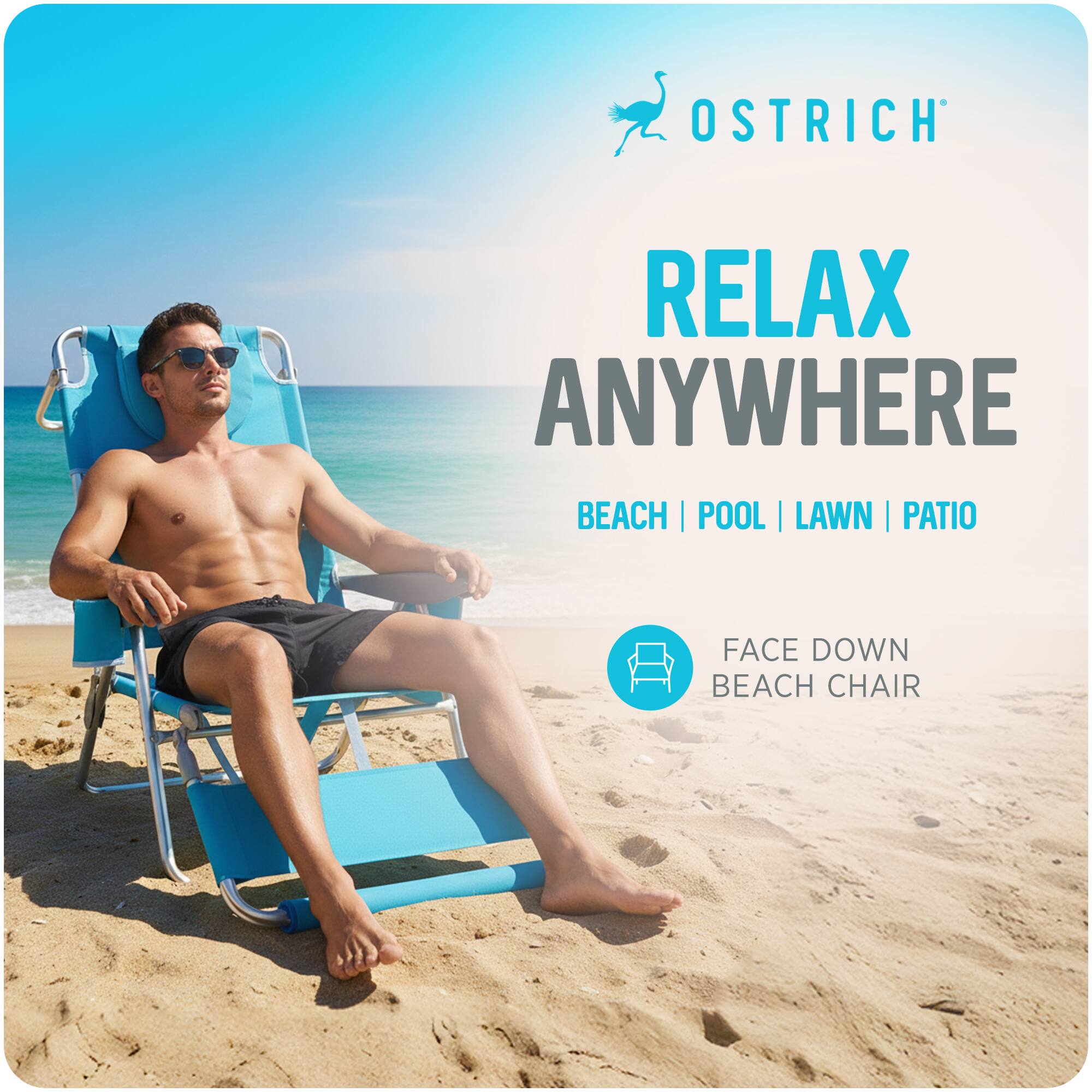 OSTRICH RELAX ANYWHERE BEACH | POOL | LAWN | PATIO FACE DOWN BEACH CHAIR