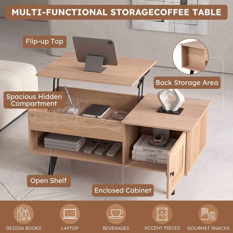 MULTI-FUNCTIONAL STORAGE COFFEE TABLE

- Flip-up Top
- Spacious Hidden Compartment
- Back Storage Area
- Open Shelf
- Enclosed Cabinet

GEOMETRY GEOMETRY LIGHT SPACE

- DESIGN BOOKS
- LAPTOP
- BEVERAGES
- ACCENT PIECES
- GOURMET SNACKS