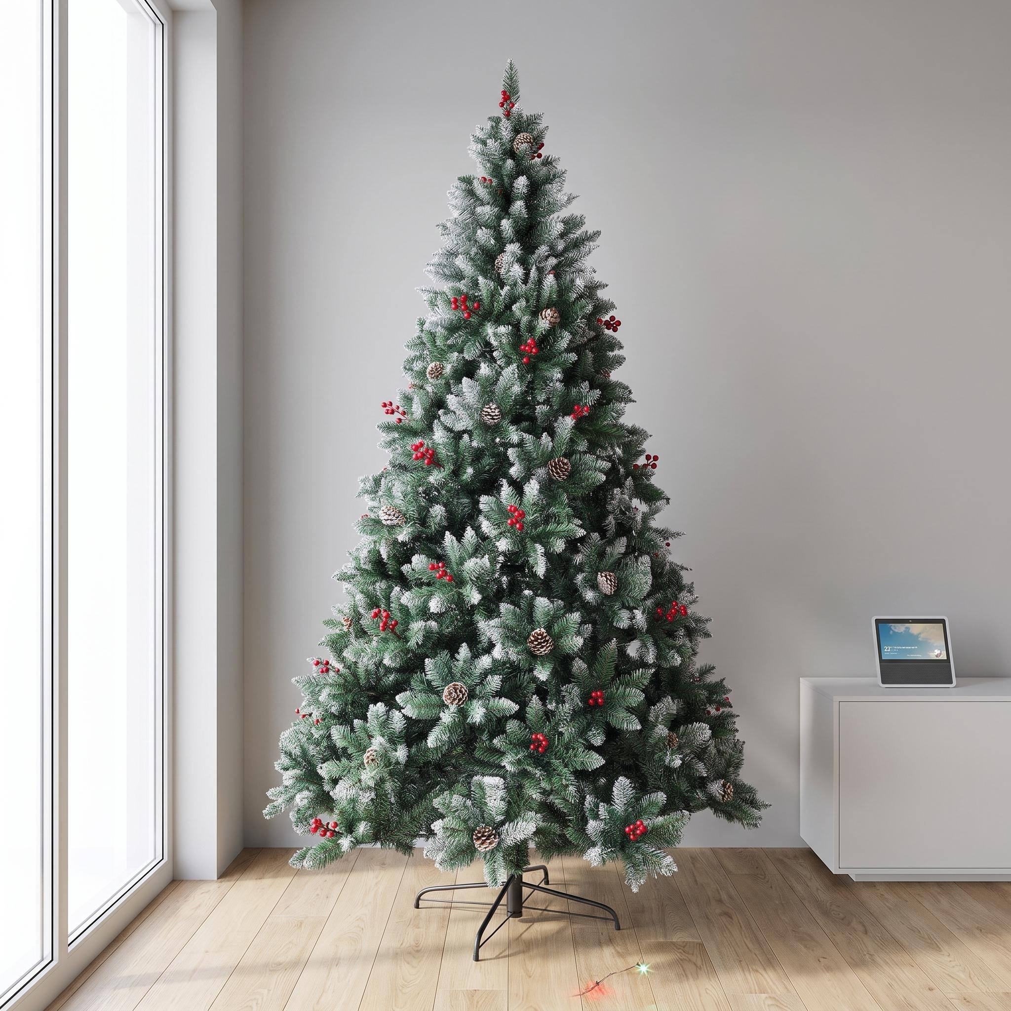 Alt View 7. Forest'nSky - 4 ft. Christmas Tree Artificial Full Xmas Trees with 60pcs LED,308 Branch Tips Metal Hinges - Army Green.