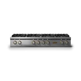 Viking - 48"W. Pro5S 8 Burner Built-in Gas Sealed Burner Rangetop-Stainless Steel/Brushed Brass - Stainless Steel