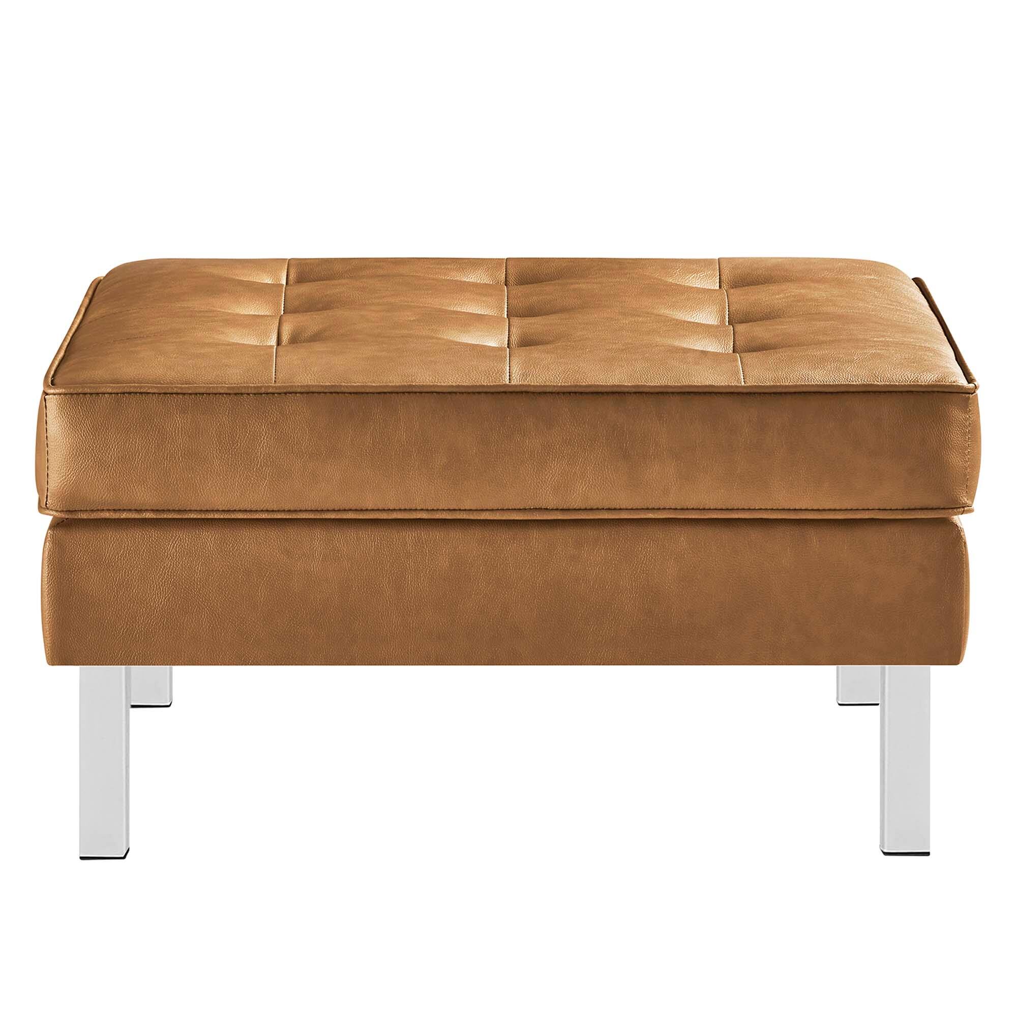 Alt View 4. Modway - Loft Tufted Vegan Leather Armchair and Ottoman Set by Modway - Brown.