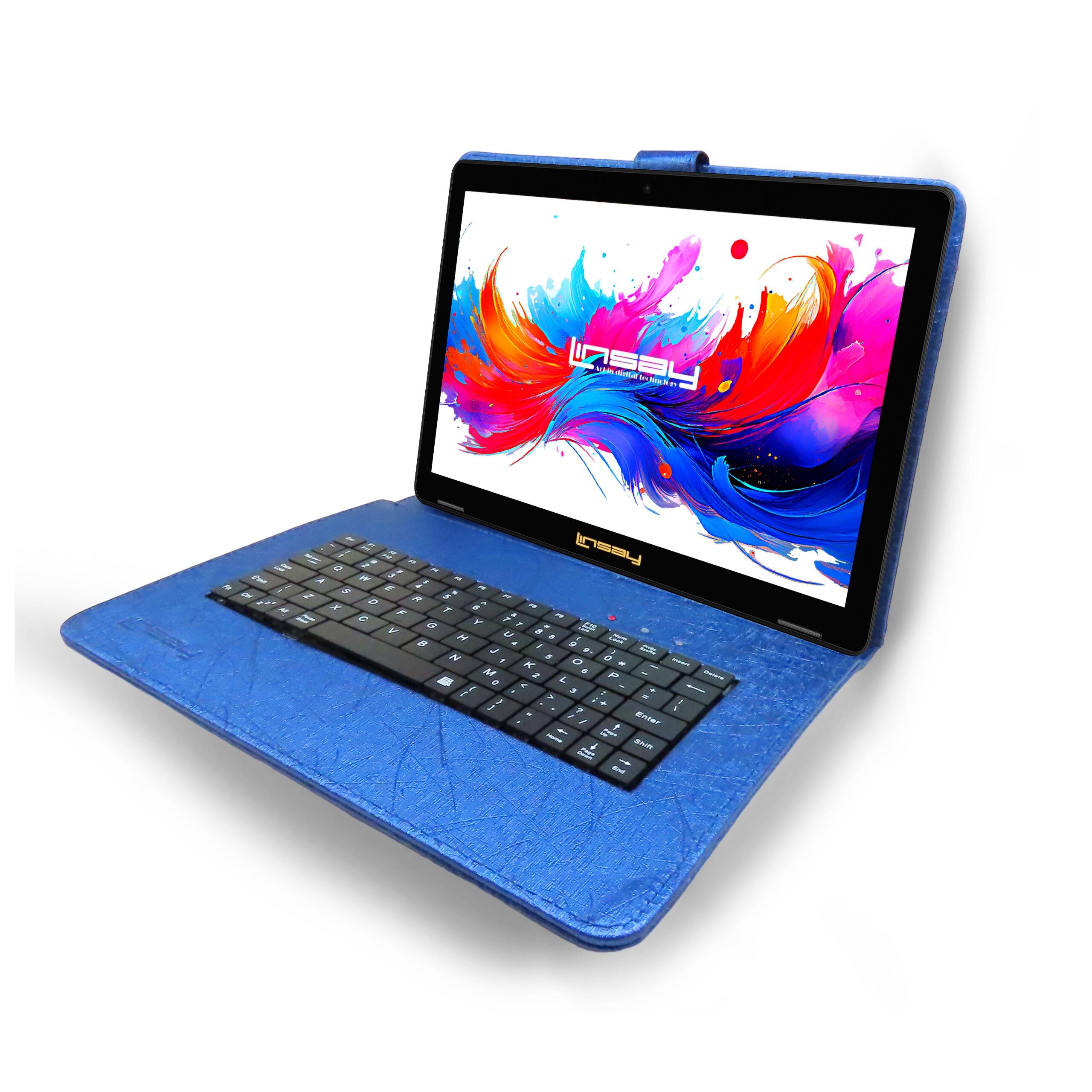 Back. LINSAY - LINSAY 10.1" Octa Core 256GB Storage Android 15 with Unique Oracle Keyboard Case and Tablet Briefcase - Blue.