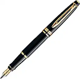Waterman - Expert Matte Black/Gold Fountain Pen, Medium Point 1.0 mm - Black Ink