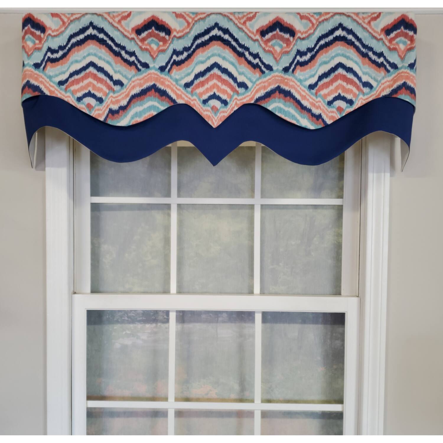 Angle. RLF Home - RLF Home 3" Rod Pocket High Quality Fabric Frequency D-Regal Valance for Windows 50" x 17" Navy - Navy.