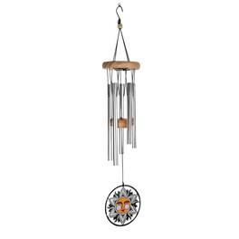 FC Design - 20" Long Mini Sun Face Wood Top Wind Chime Outdoor Patio or Garden Hanging Decoration - Multi-Color
