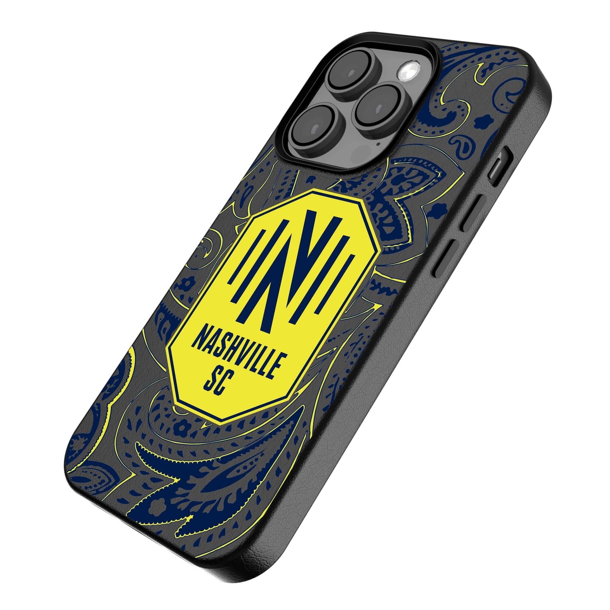 Alt View 1. Keyscaper - Black Nashville SC iPhone Magnetic Bump Case - 15 Plus - Black.