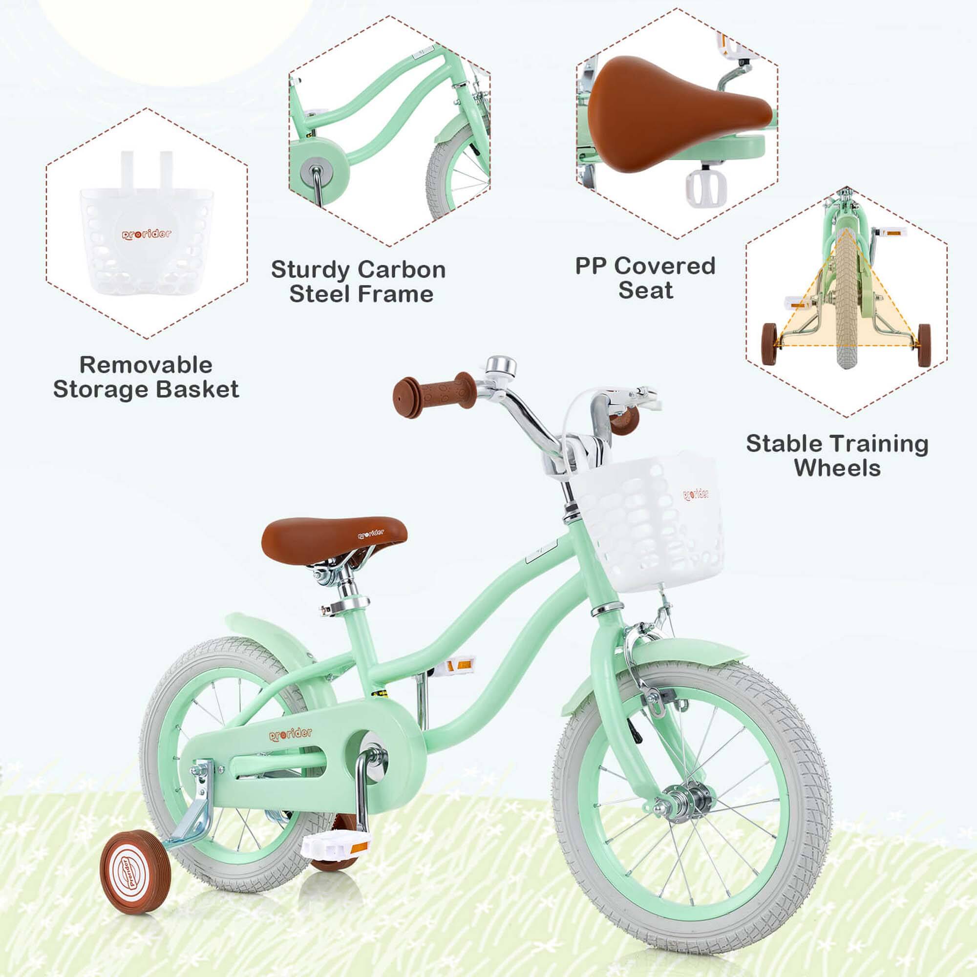 - Removable Storage Basket
- Sturdy Carbon Steel Frame
- PP Covered Seat
- Stable Training Wheels