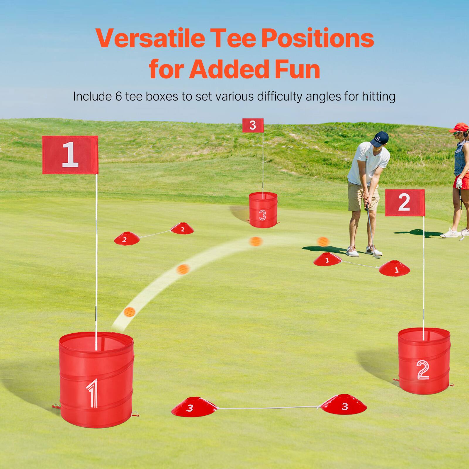 Versatile Tee Positions for Added Fun

Include 6 tee boxes to set various difficulty angles for hitting

1 2 3
2 3 1
3 1 2