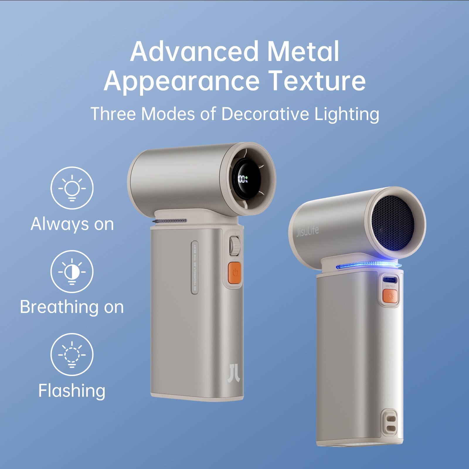 Advanced Metal Appearance Texture  
Three Modes of Decorative Lighting  
- Always on  
- Breathing on  
- Flashing
