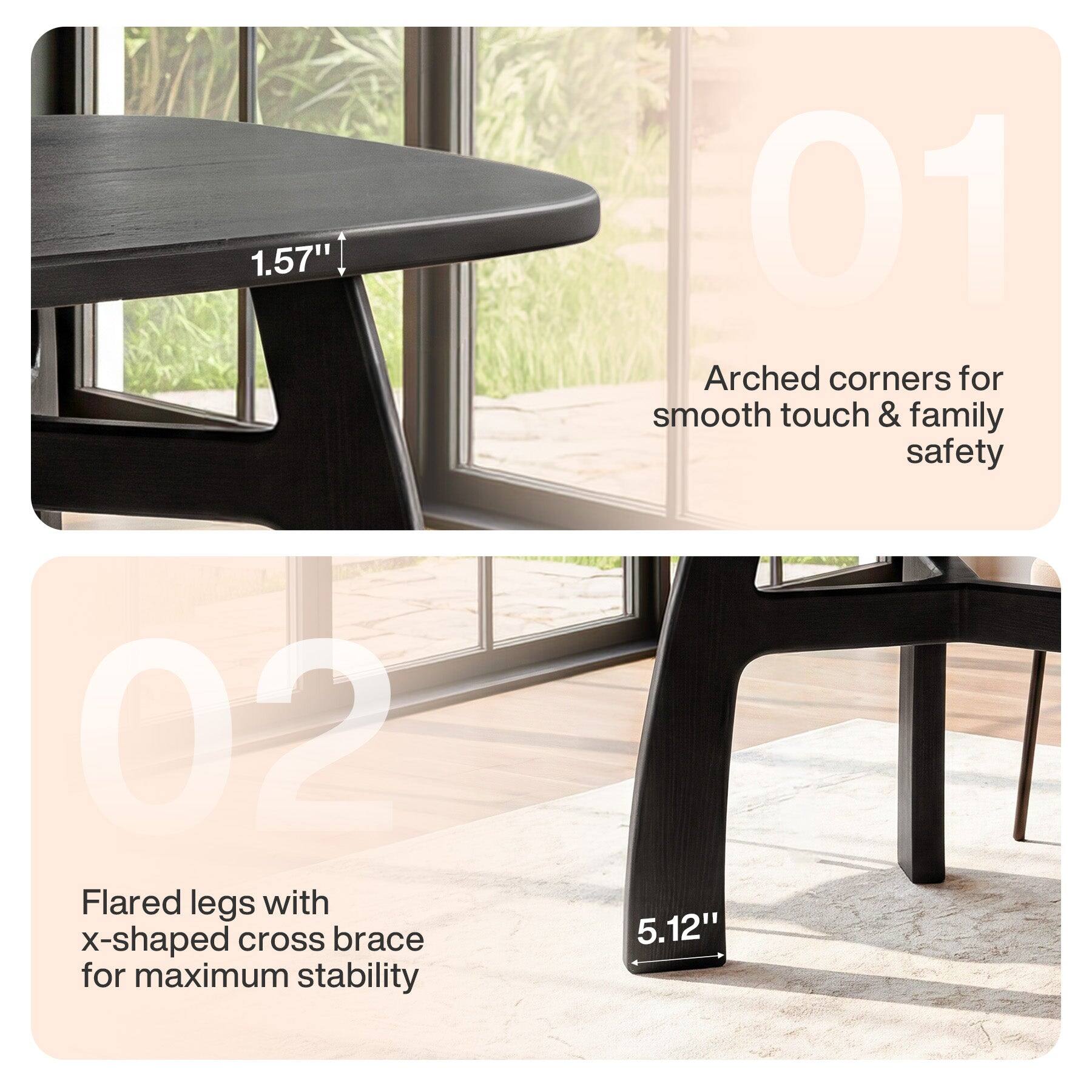 Tribesigns Solid Wood Dining Table with Rounded Tabletop Edges for ...