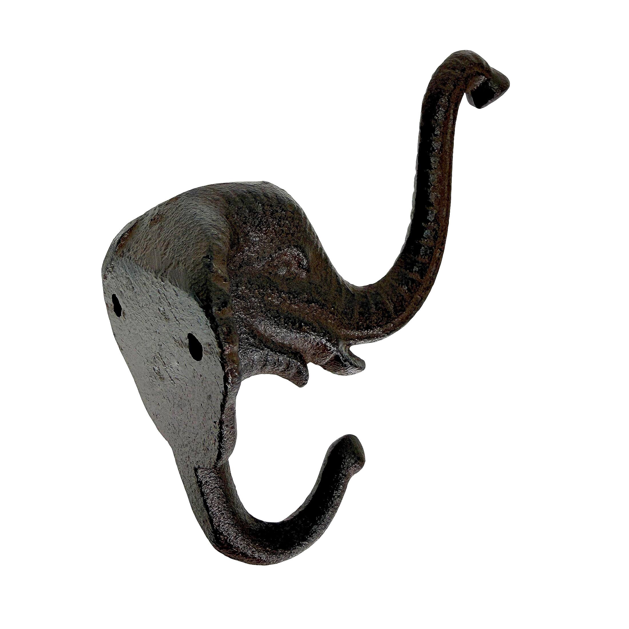 Alt View 2. Things2Die4 - Set of 4 Elephant Wall Hooks Rustic Cast Iron Brown 5 in Decorative - Brown.