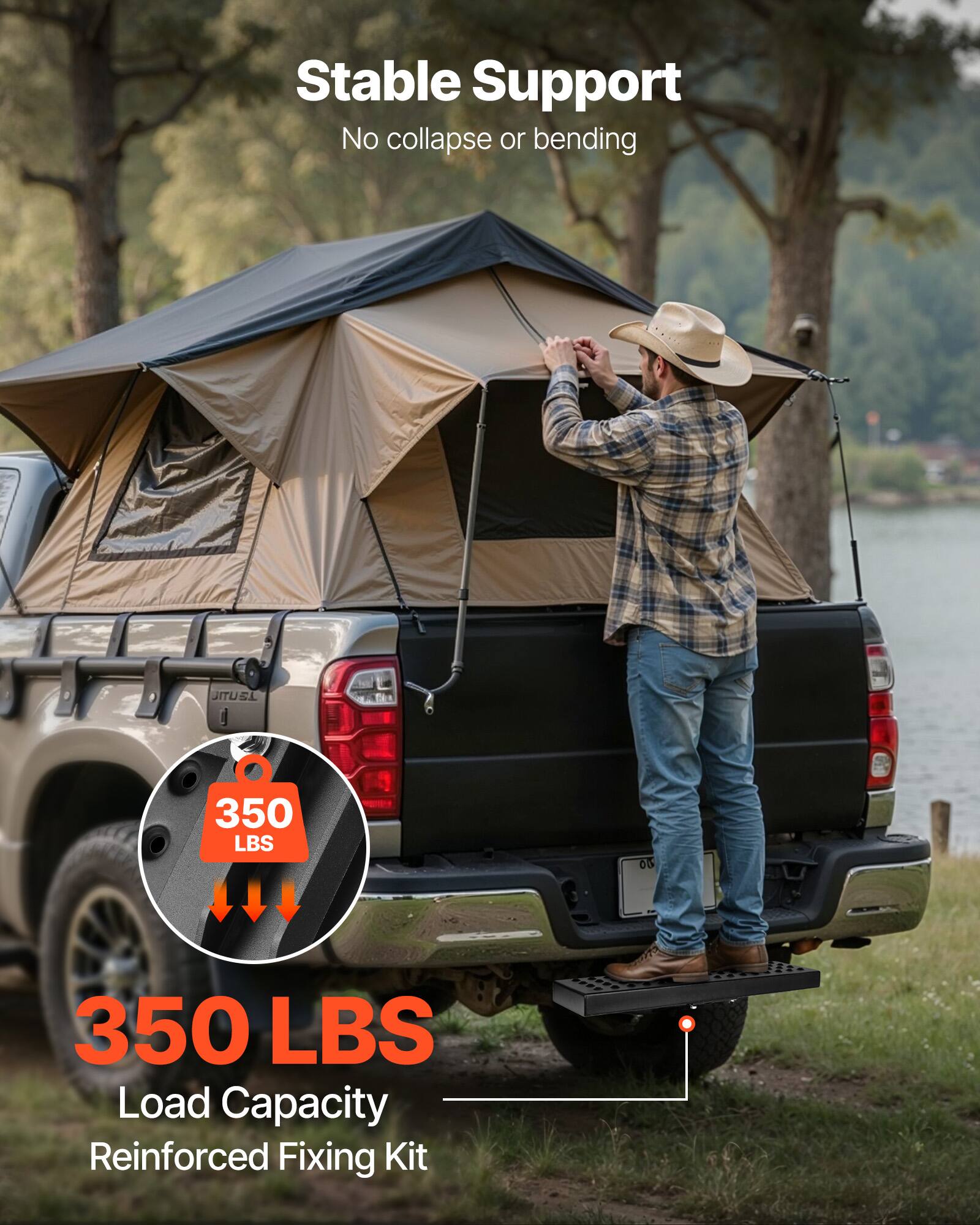 Stable Support  
No collapse or bending  

JITUEL 350 LBS  
350 LBS Load Capacity  
Reinforced Fixing Kit