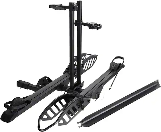 Front. Young Electric - Young Electric 2-Bike Rack Mate R Hitch-Mount Platform E-Bike Rack with Ramp - Black.