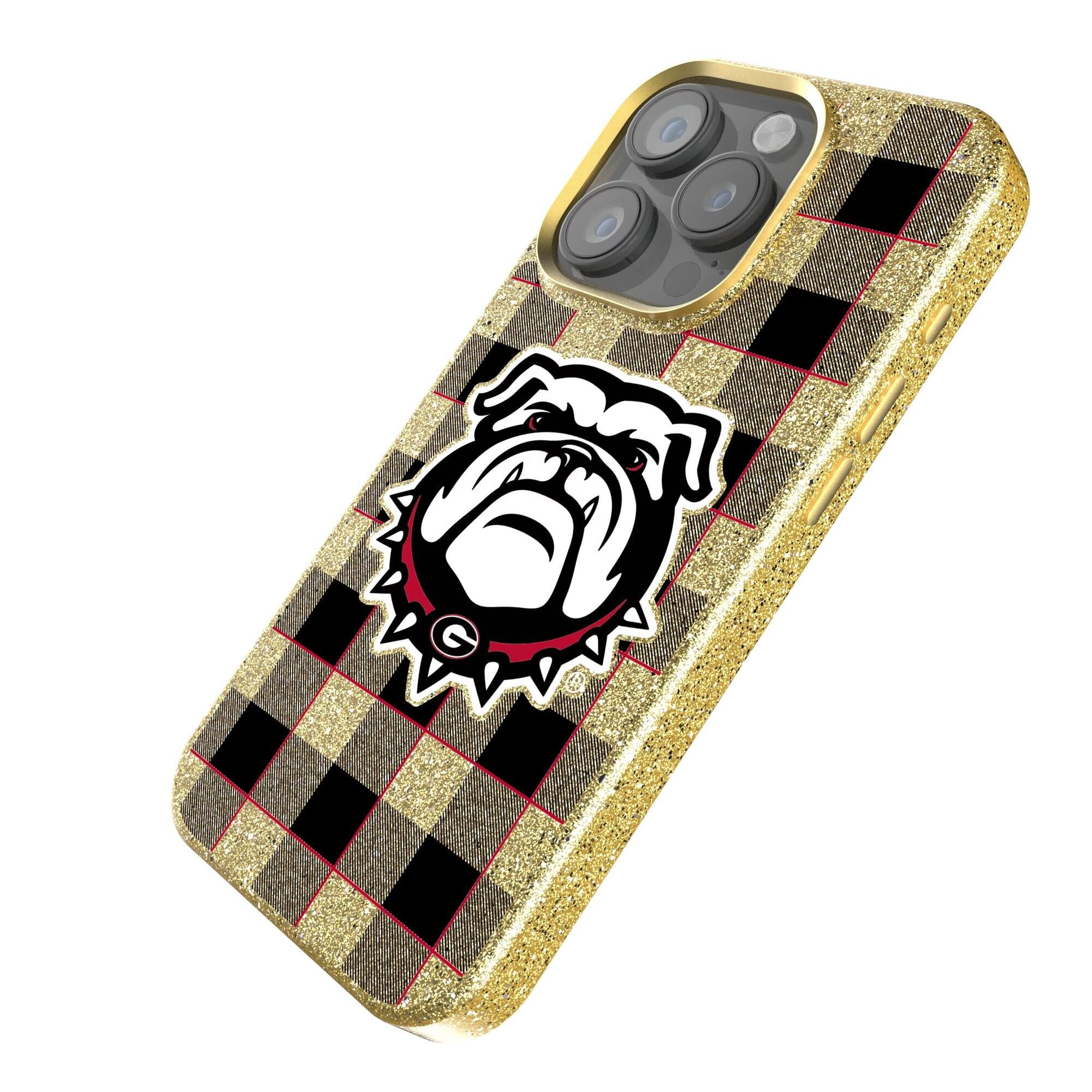 Alt View 1. Keyscaper - Georgia Bulldogs Plaid Bling iPhone Case - 14 - Gold.