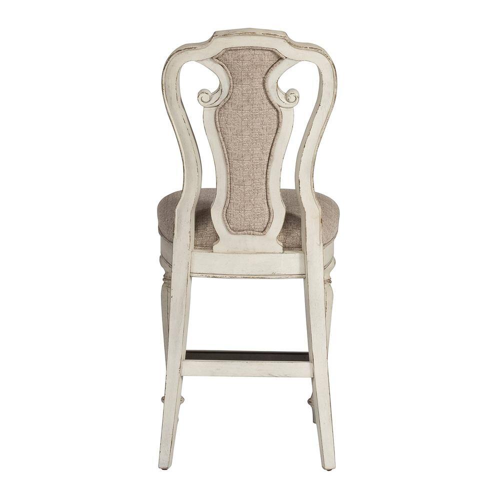 Angle. Liberty Furniture Industries - Magnolia Manor Counter Height Chair (RTA) in Antique White - White.