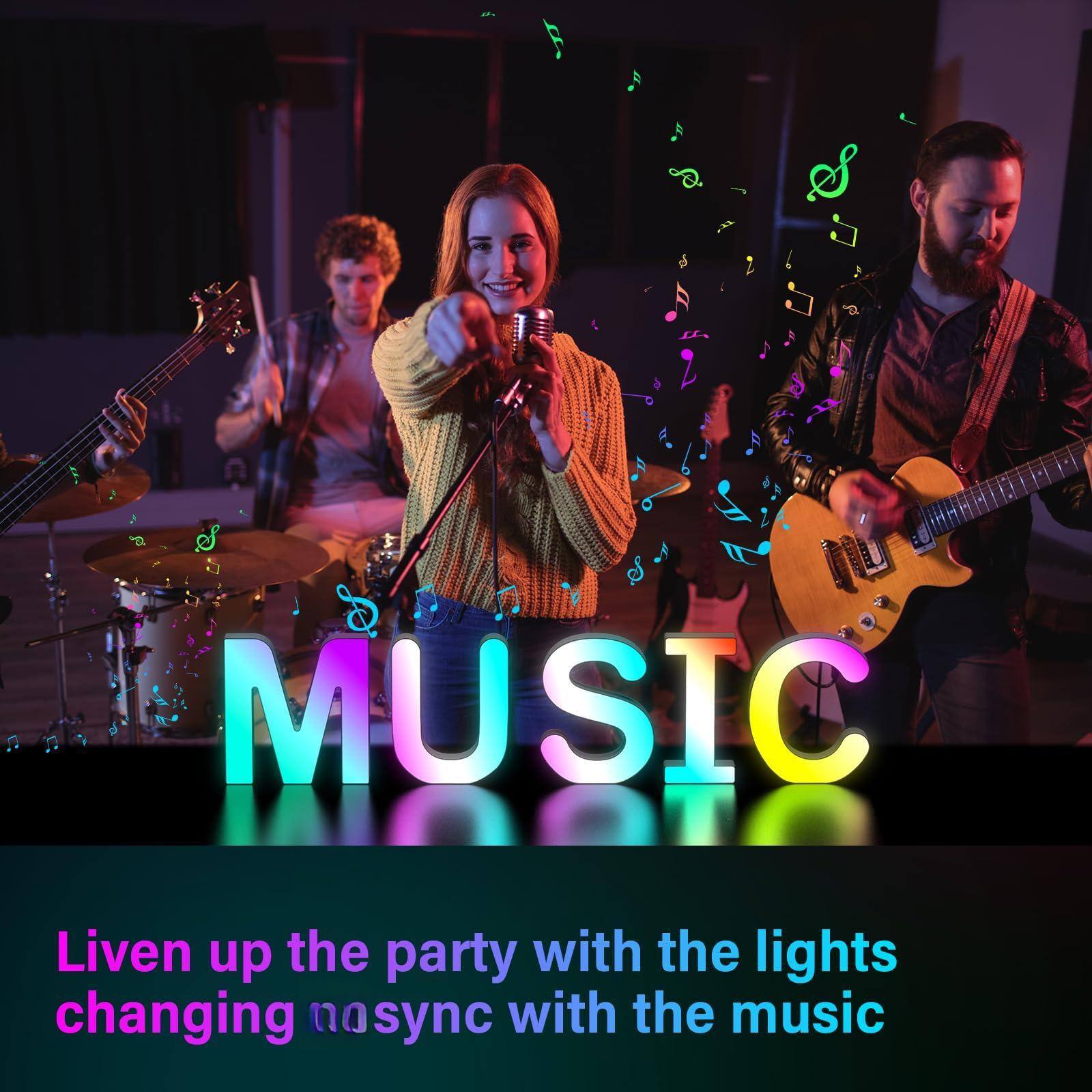 MUSIC

Liven up the party with the lights changing nasync with the music
