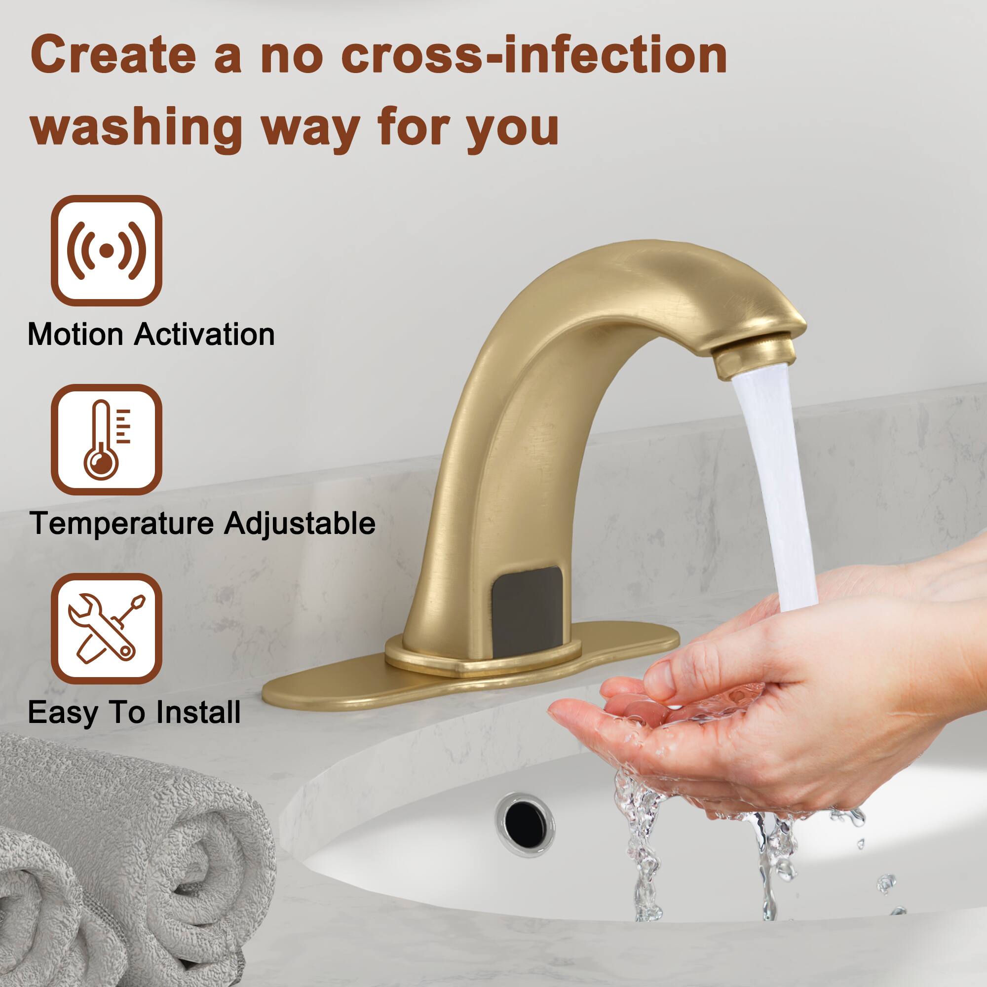 Create a no cross-infection washing way for you

- Motion Activation
- Temperature Adjustable
- Easy To Install