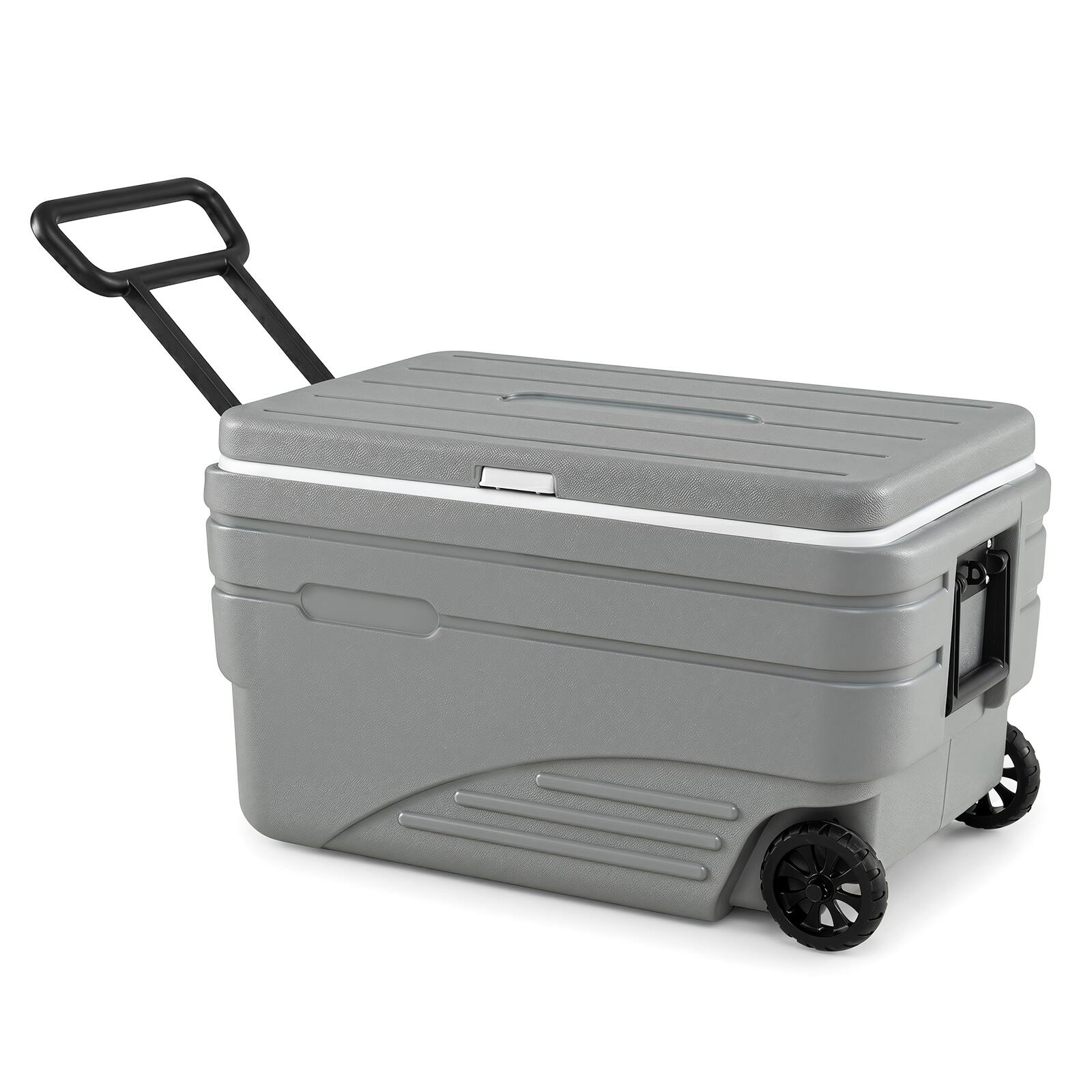 Alt View 9. Costway - Costway 103QT Portable Wheeled Ice Cooler with Foldable Pull & Carry Handles for Camping - Gray.