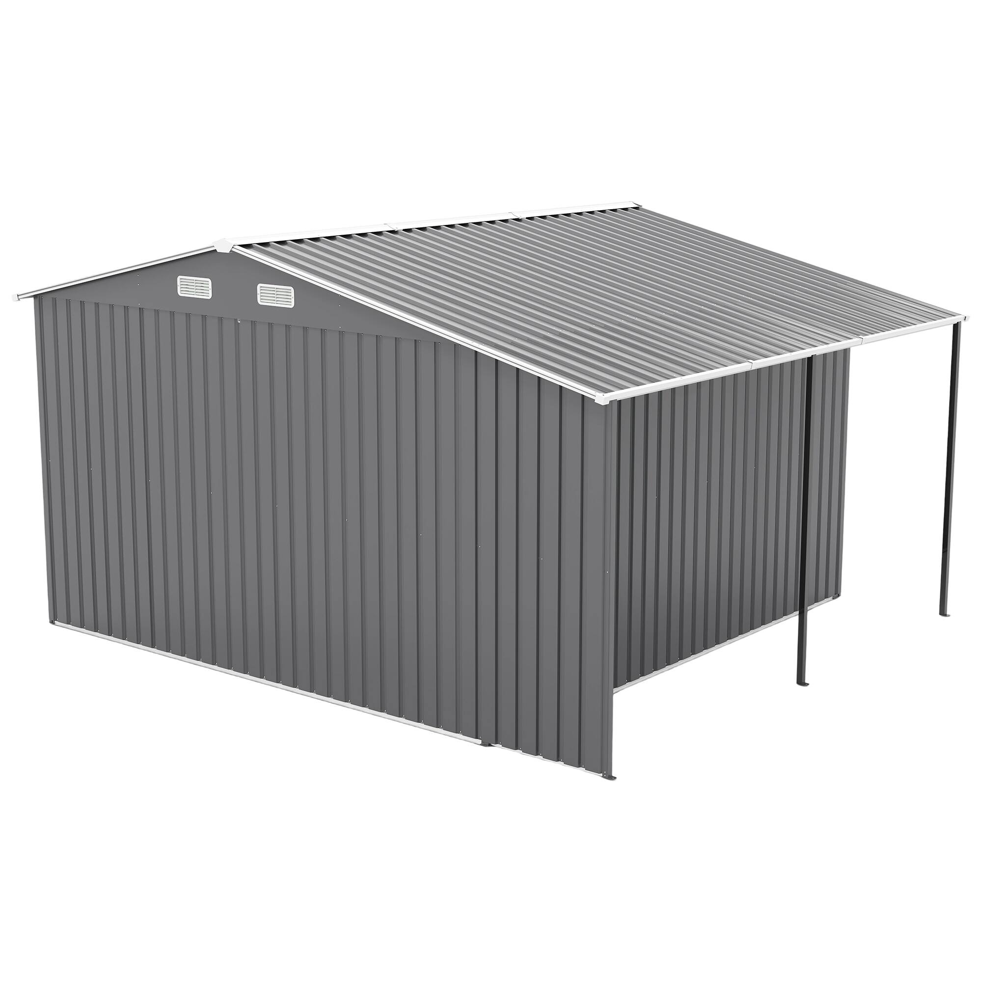 Alt View 6. Mondawe - 10x12 Ft Outdoor Storage Shed with Dual-Zone Design for Tools and Firewood and Window - Dark Gray.