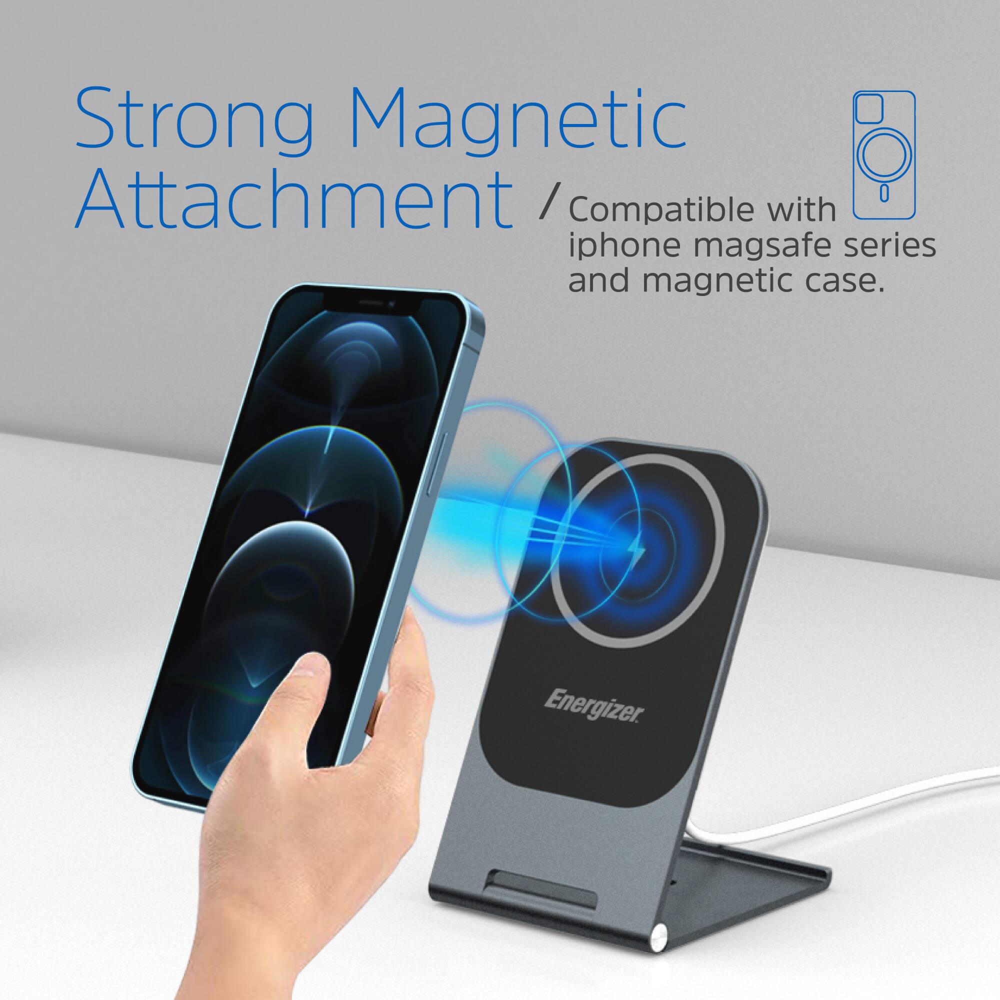 Strong Magnetic Attachment / Compatible with iphone magsafe series and magnetic case. Energizer.
