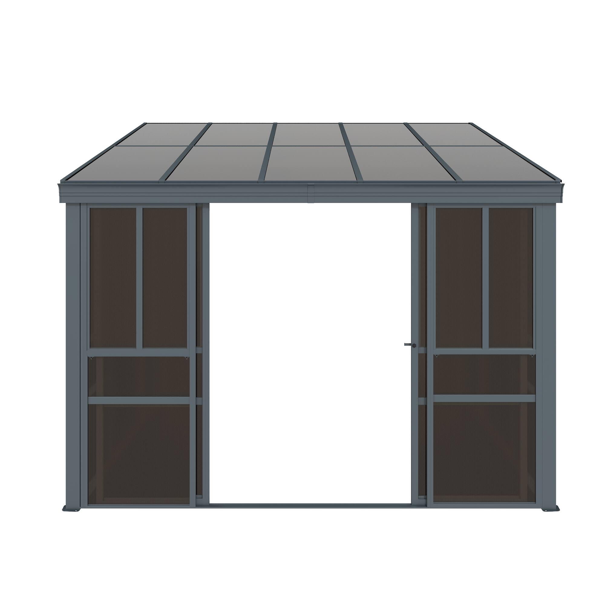 Alt View 6. U-HOMY - Grey Wall-Mounted Solarium Sunroom Kit with Sliding Doors and Adjustable Polycarbonate Windows - 10'x10'.