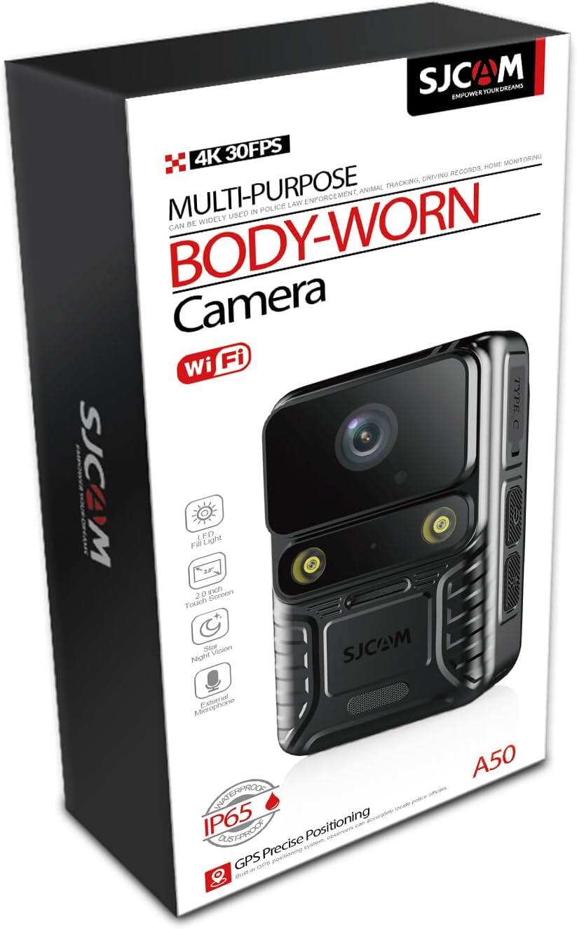 SJCAM EMPOWER YOUR DREAMS 4K 30FPS MULTI-PURPOSE BODY-WORN Camera Wi-Fi TYPE C SJCAM Fil FD Light 2.0 inch Screen 2 Touch Night Vision SJCAM Microphone A50 WATERPROOF IP65 DUSTPROOF GPS Precise Positioning
