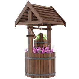 Outsunny - Wishing Well for Outside with Hanging Bucket - Carbonized