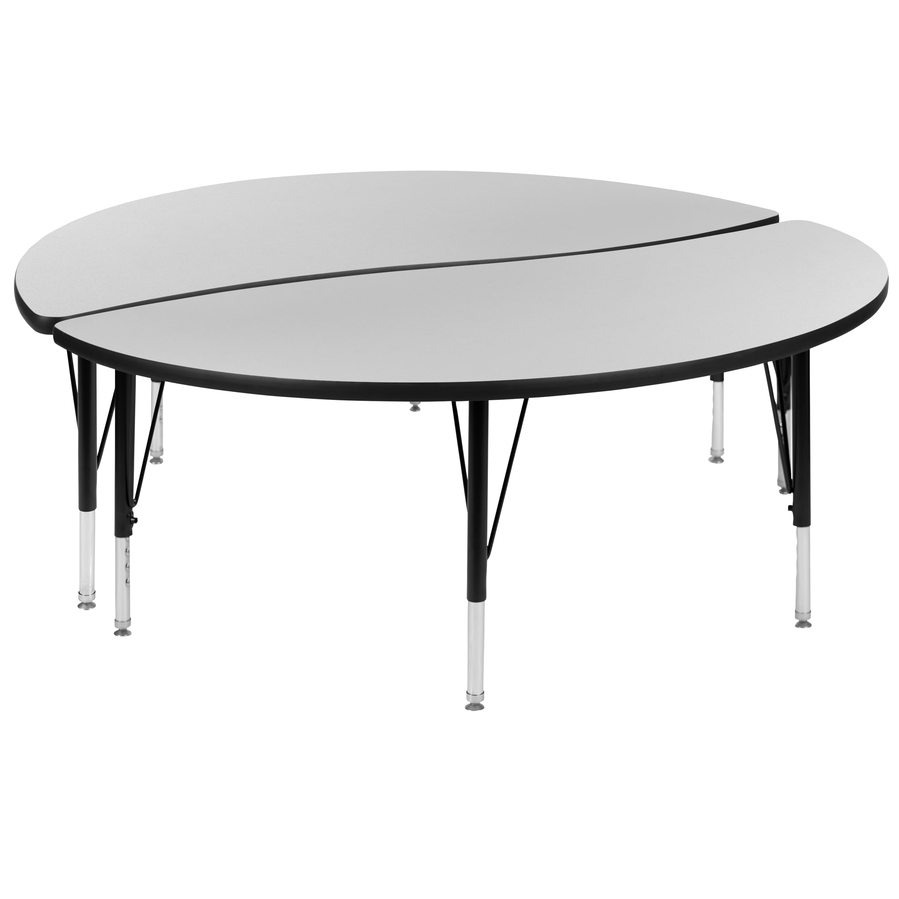 "Flash Furniture - Emmy 2 Piece Emmy 60"" Circle Wave Flexible Grey Thermal Laminate Activity Table Set - Height Adjustable Short Legs - Gray" price history on PriceWatchPro
